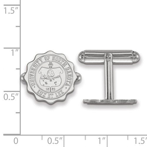 Rhodium-Plated Sterling Silver, University of North Dakota Crest, Cuff Links, 15MM