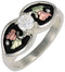 The Men's Jewelry Store (for HER) CZ Black Nephroid Ring, Sterling Silver, 12k Green and Rose Gold Black Hills Gold Motif