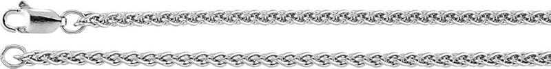 2.4mm Rhodium-Plated Sterling Silver Wheat Chain, 24"