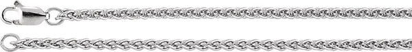 2.4mm Rhodium-Plated Sterling Silver Wheat Chain, 16"