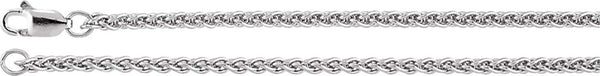 2.4mm 14k White Gold Wheat Chain, 16"