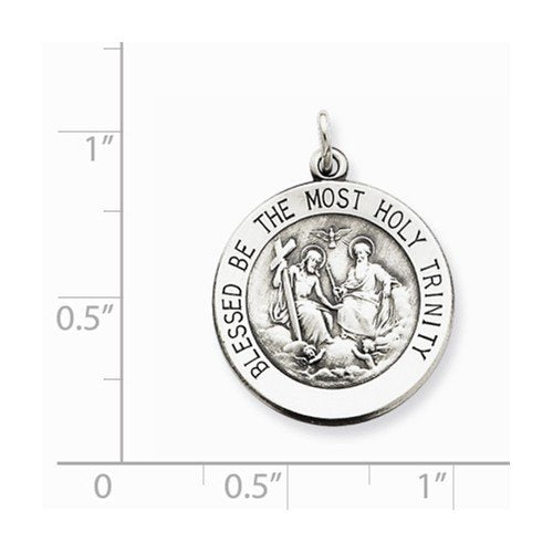 Sterling Silver Antiqued Holy Trinity Medal (26X18MM)