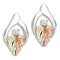 Diamond Spilt Leaf Earrings, Sterling Silver, 12k Green Gold and Rose Gold Black Hills Gold Motif