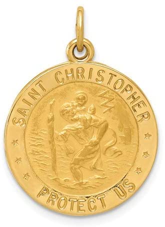 14k Yellow Gold US Army St. Christopher Medal Pendant (25X19MM)