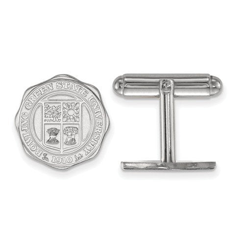 Rhodium-Plated Sterling Silver, Bowling Green, State University Crest Cuff Links, 15MM