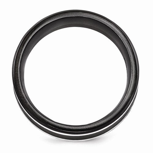 Black Ti Collection, Argentium Silver 9mm Comfort-Fit Titanium Band