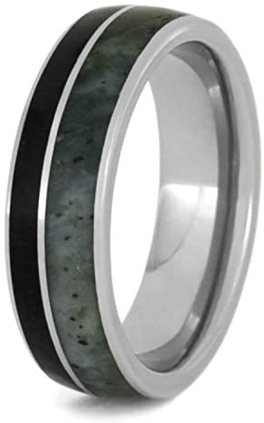 The Men's Jewelry Store (Unisex Jewelry) Jade, Obsidian 6.5mm Titanium Comfort-Fit Wedding Band, Size 8.75