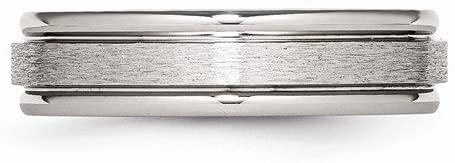 Stainless Steel 6mm Matte and Polished Comfort-Fit Band, Size 10