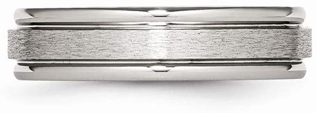 Stainless Steel 6mm Matte and Polished Comfort-Fit Band, Size 8.5