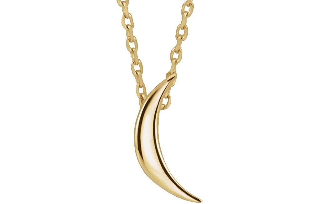 14k Yellow Gold Crescent Necklace, 16-18"