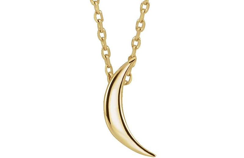 14k Yellow Gold Crescent Necklace, 16-18"
