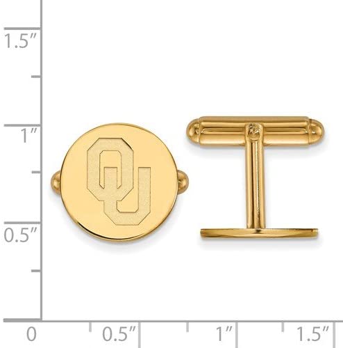 Gold-Plated Sterling Silver University of Oklahoma Round Cuff Links, 15MM