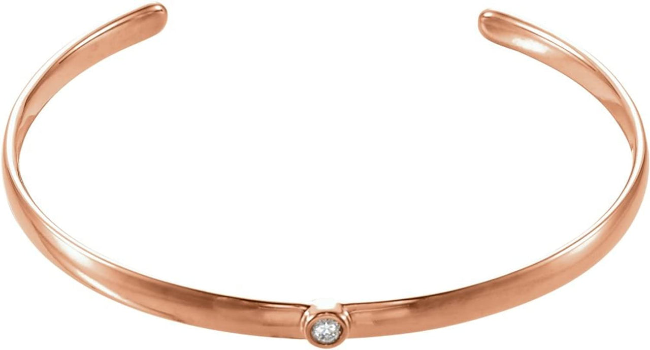 Diamond Cuff Bracelet, 14k Rose Gold, 8" (0.1 Ctw, G-H Color, I1 Clarity)