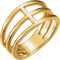 3 Row Negative Space Ring, 14k Yellow Gold