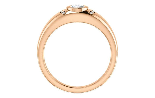 Men's Bezel Set Diamond 14k Rose Gold Ring, Size 11 (.50 Cttw, GH Color, I1 Clarity)