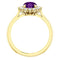 Genuine Oval Amethyst and Diamond Halo 14k Yellow Gold Ring (.35 Cttw, GH Color, SI1 Clarity), Size 5.25