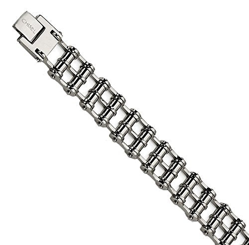 Men's Polished Stainless Steel 14mm Roller Bracelet, 8.5"