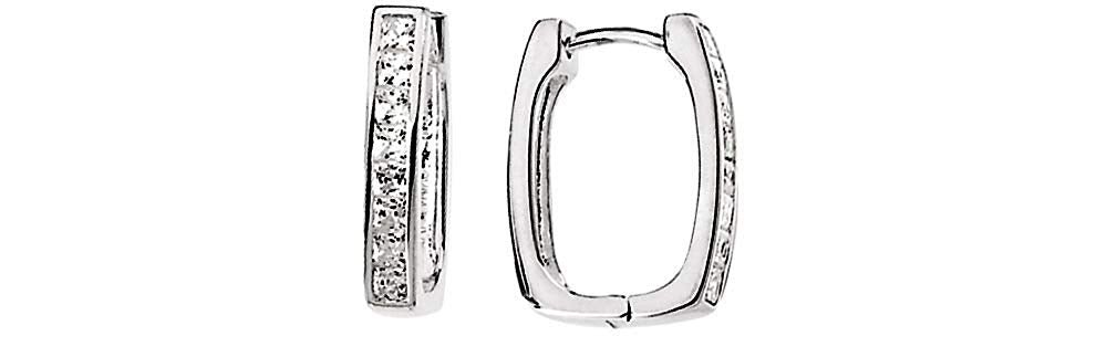 CZ Hoop Earrings, Sterling Silver