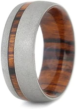 Sandblast Titanium 6mm Comfort-Fit Ironwood Ring, Size 12.5