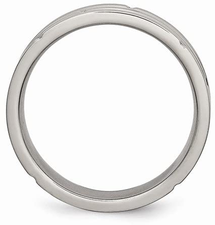 Satin-Brushed, Grey Titanium Grooved 6mm Band, Size 12.5