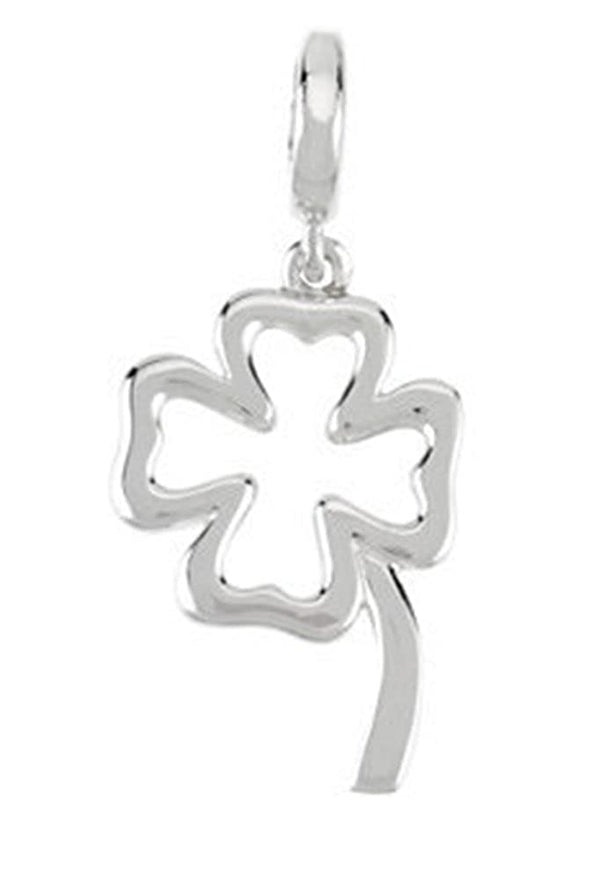 Petite Four Leaf Clover Sterling Silver Charm, Easy Clip-on Clasp