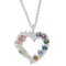 Amethyst, Garnet, Emerald, Sapphire, Aquamarine, Citrine Heart Pendant Necklace, Sterling Silver, 12k Green and Rose Gold Black Hills Gold Motif, 18"