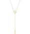 Circle and Bar Y Necklace in 14k Yellow Gold, Adjustable 16-18"