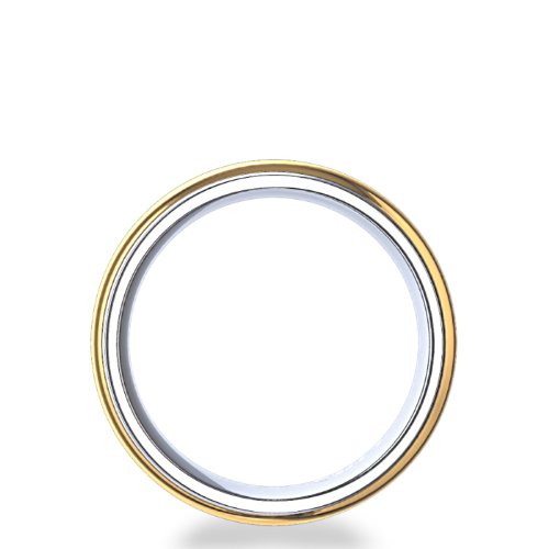 8mm Two-Tone Comfort-Fit Domed 14k White Gold, Yellow Gold, White Gold Band, Size 10.5