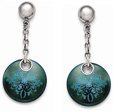 Rain Collection Black Ti, Sterling Silver Anodized Teal Dangle Earrings