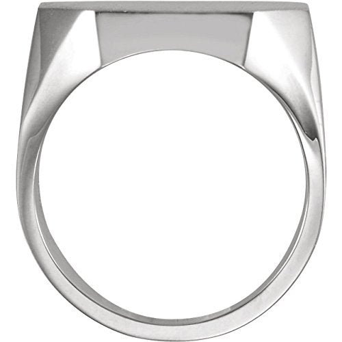 Men's Satin Brushed Signet Ring, 18k Palladium White (22X20MM)