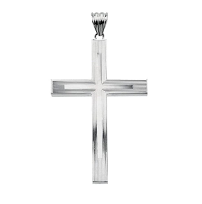 Hollow Cross Sterling Silver Pendant (51.25X35.5 MM)