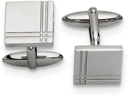 Stainless Steel Toggle Back Square Cuff Links, 13X15MM