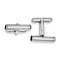 Rhodium-Plated Sterling Silver Black Enameled Bar Hollow Cuff Links, 23X5MM