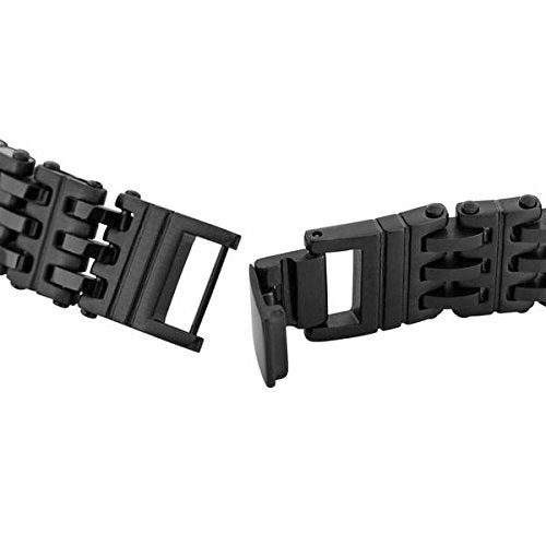 Men's Black Ion Plated and Matte Finish Link Bracelet, Stainless Steel, 8.5"