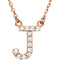 14k Rose Gold Diamond Initial 'J' 1/8 Cttw Necklace, 16" (GH Color, I1 Clarity)