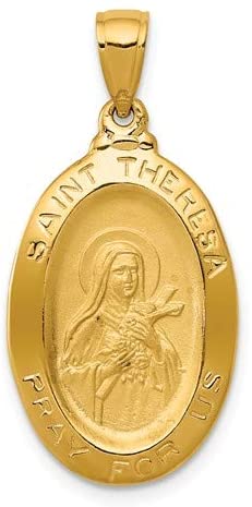 14k Yellow Gold St. Theresa Oval Medal Pendant