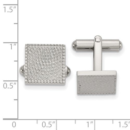Stainless Steel Textured Square Cuff Links, 17.57X12.96MM