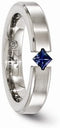 Edward Mirell Brushed Titanium Blue Sapphire 4mm Wedding Band