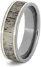 Deer Antler, 14k White Gold 7mm Titanium Comfort-Fit Ring, Size 11