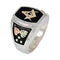 Ave 369 10k Yellow Gold Mason's Emblem Onyx Ring, Sterling Silver, 12k Green and Rose Gold Black Hills Gold