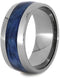 Blue Box Elder Burl Wood 10mm Titanium Comfort-Fit Wedding Band, Size 8