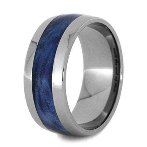 Blue Box Elder Burl Wood 10mm Titanium Comfort-Fit Wedding Band