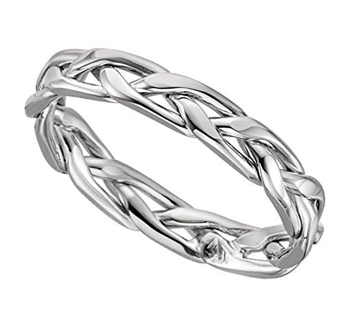 Petite Hand Woven 3.75mm 14k White Gold Band