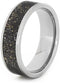 The Men's Jewelry Store (Unisex Jewelry) Black Stardust with Meteorite and 14k Yellow Gold 7mm Comfort-Fit Titanium Ring, Size 10.25