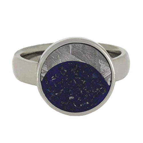 Meteorite Moon and Blue Starry Night 4mm Comfort-Fit Titanium Wedding Band, Size 6