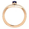 Chatham Created Blue Sapphire Pear Chevron and Diamond 14k Rose Gold Ring (.145 Ctw,G-H Color, I1 Clarity)