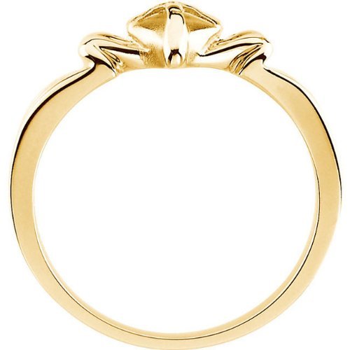Cross Heart 14k Yellow Gold Ring