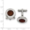 Stainless Steel Wood Inlay Round Cuff Links, 15MM