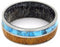 Turquoise, Mesquite Wood, Deer Antler Sleeve 7mm Comfort-Fit Brushed Titanium Wedding Band, Size 6.75