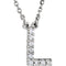 Diamond Initial 'L' Rhodium Plate 14K White Gold (1/10 Cttw, GH Color, I1 Clarity), 16.25"